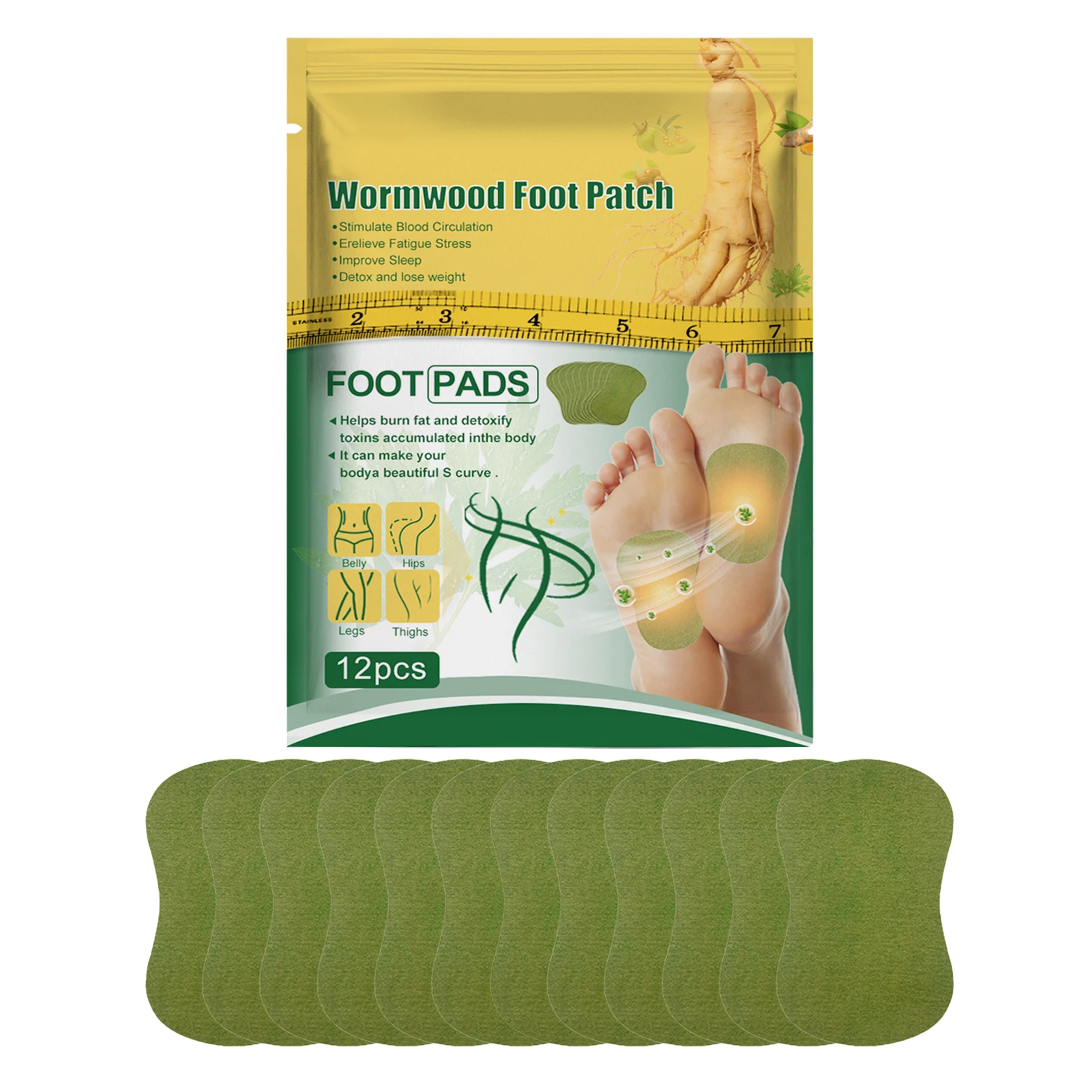 

12 шт., травяные патчи для ног, снятия стресса