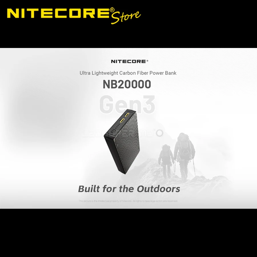 Фото Быстрозарядный внешний аккумулятор NITECORE NB20000 GEN3 из углеродного волокна, сверхлегкий, 20000 мАч, для мобильных телефонов №2