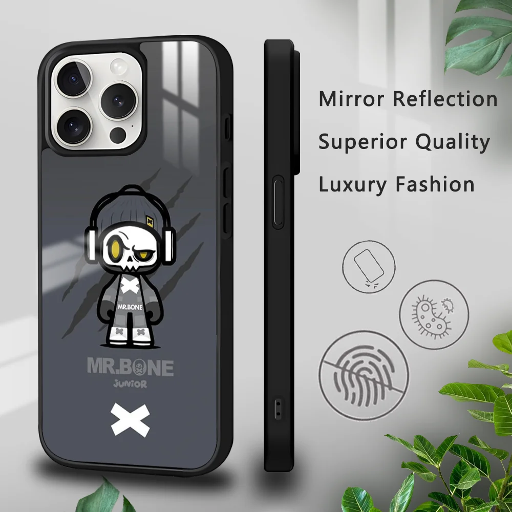 Мультяшный чехол Mr.Bone для телефона iPhone 16 15 14 13 12 11 Pro Xs Max Mini Plus Celulares Hard Funda