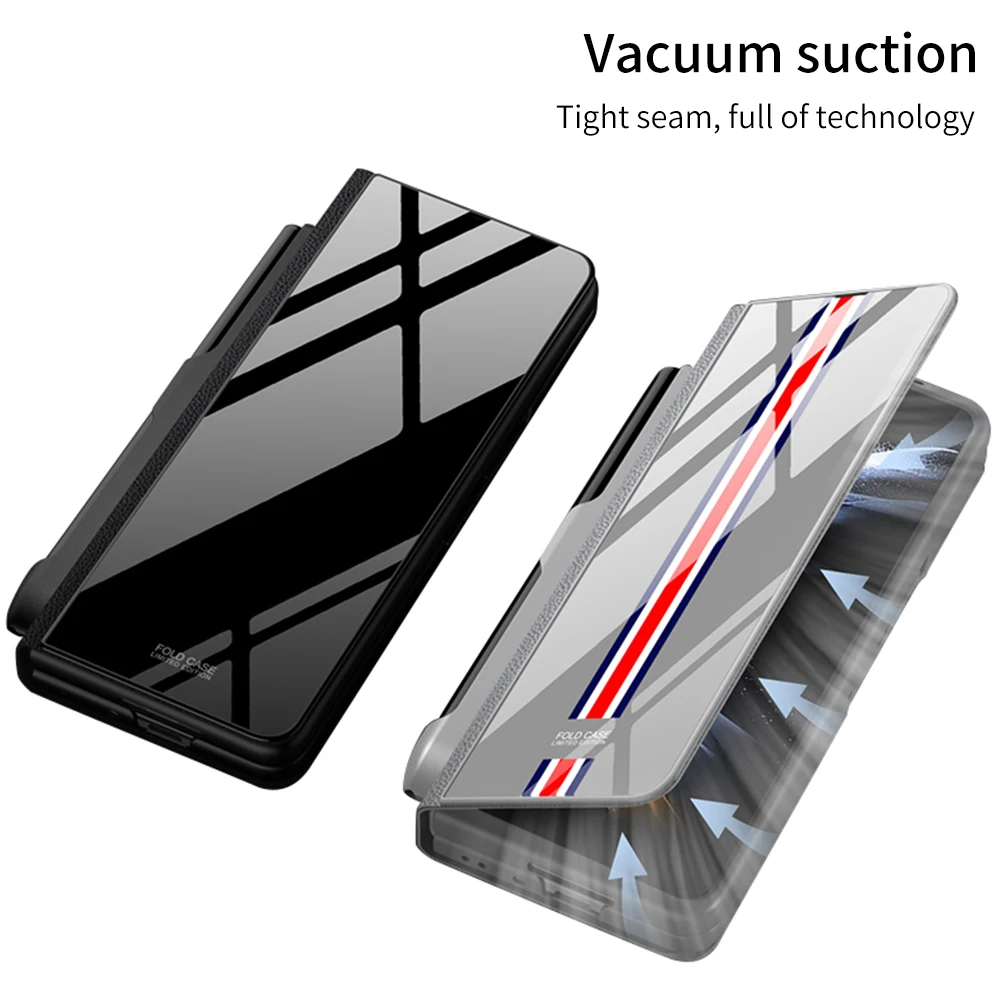 For Samsung Galaxy Z Fold 5 Fold 4 3 Case Ultra-thin Magnetic Hinge Kickstand Shockproof Protection Pen Holder Case For Fold3 4