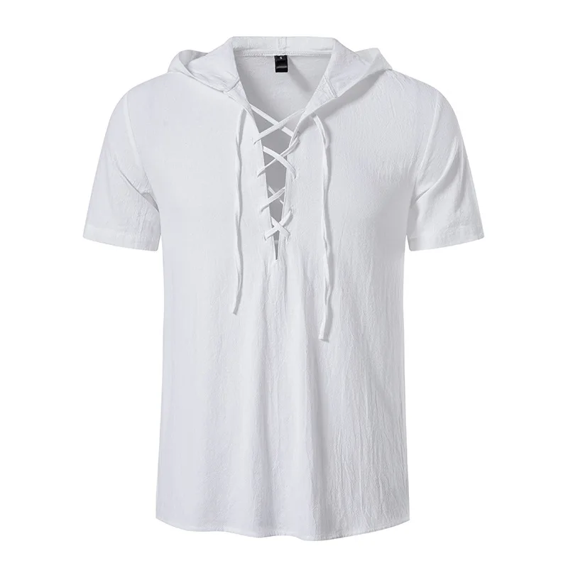 

New Men's Pirate Shirts Vintage Medieval Gothic Slim Shirts Men's Short Sleeve Hoodie Halloween Costumes Shirts Summer