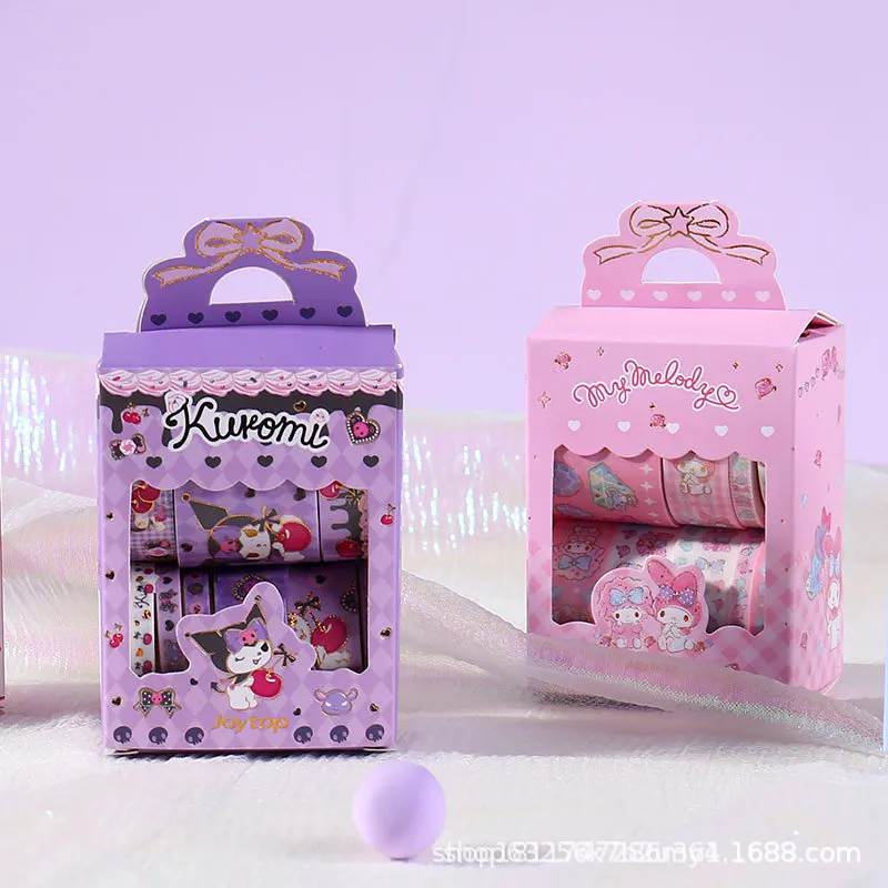 

Новинка Kawaii милый Sanrio Kuromi Mymelody Cinnamoroll бумажная лента ручная аккаунтная наклейка Подарочная коробка Ins Девочка Рождественский подарок для де...