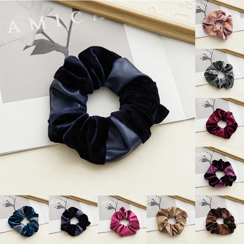 

Элегантные золотые бархатные резинки, модные аксессуары для волос, эластичная ткань, искусственная кожа, кольцо для волос ручной работы, од...