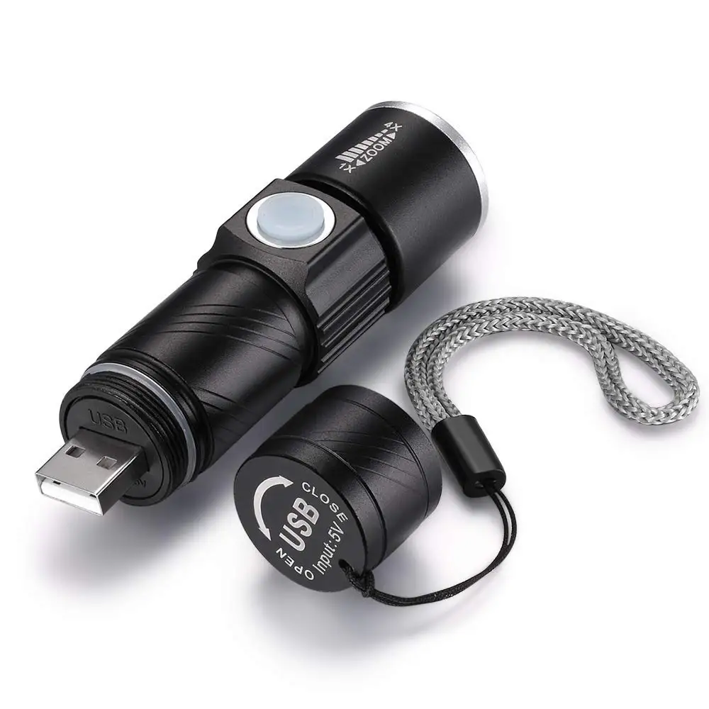 

Rechargeable USB Ultra Bright Small Cree LED Torch Flashlight Beam Focusing Zoom
