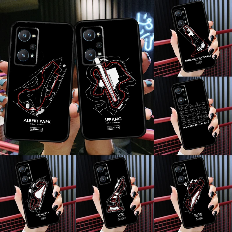 

Formula 1 racing circuit Case For Realme 9 Pro Plus 8i 9i GT Neo 2 3 GT Master Cover For OnePlus 10 9 Pro Nord2 9R