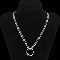 kunjoe simple fashion unisex gold color ring pendant link chain necklace for women men jewelry friends charms choker necklaces