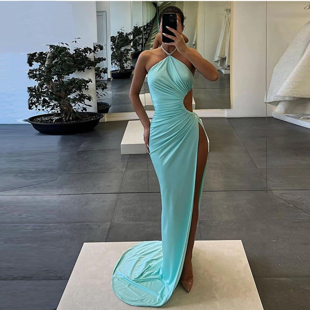 Пикантные шелковые платья BridalAffair Тиффани для выпускного вечера с вырезом на талии с высоким разрезом пляжные вечерние платья черное платье в стиле ретро с вырезом