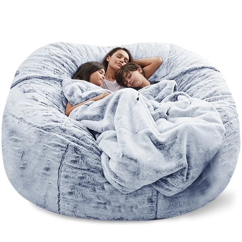 Giant Fur Bean Bag Cover Big Round Soft Fluffy Faux Fur BeanBag Lazy Sofa Bed Cover Living Room Furniture Without Inner Core