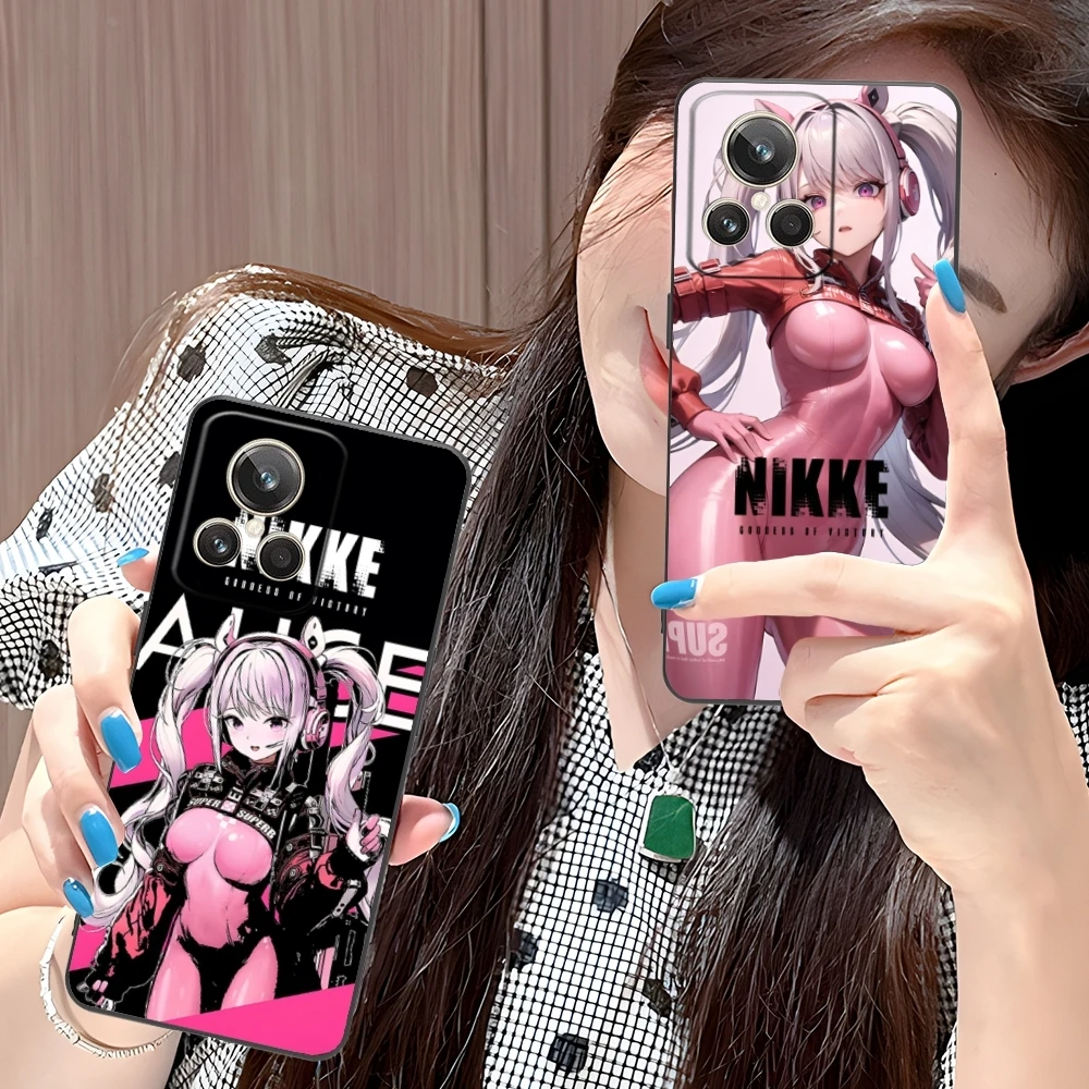 Чехол для телефона с рисунком богини NIKKE Alice черный мягкий чехол Realme GT 2 9i 8i 7i Pro X50 X2