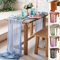 180400cm boho style flowing cotton gauze wrinkled fabric table runners rustic romantic table cloth for wedding party decor