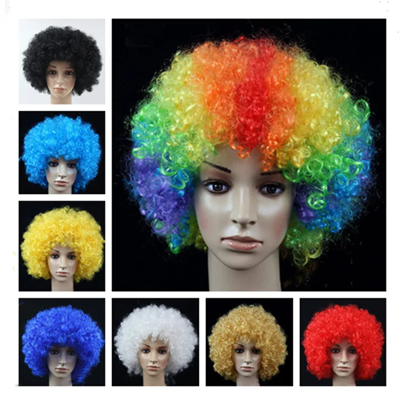 Halloween Curly Round Explosion Hair Wig Cosplay Dance Hairpiece Colourful Funny Clown Fans Afro Hairstyle Children Adult Gift