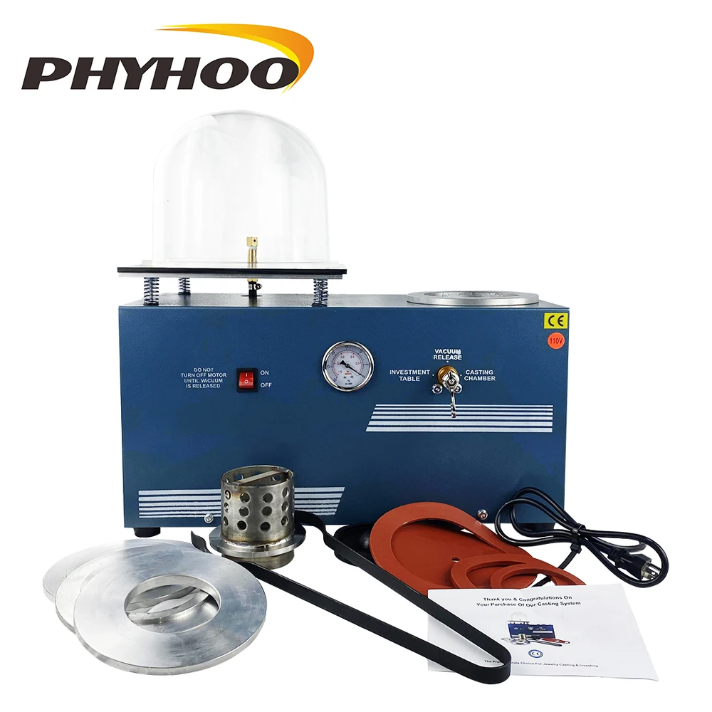 PHYHOO Jewelry Wax Cast Combination Vacuum Investing Casting Investment Machine Tabletop Vacuum Machine for Casting Gold Metal