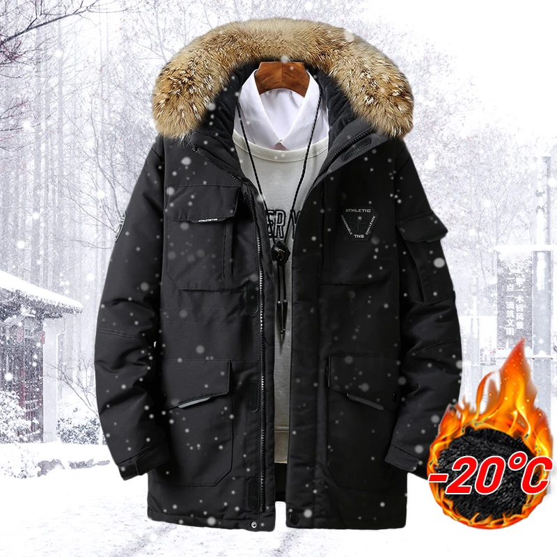 Fur Collar Winter Men's Jackets 2022 Hooded Parka Coat Outdoor Thick Warm White Duck Down Coat Male Quilted Coats Winter Brand