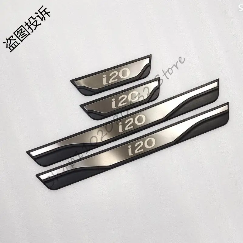 

4pcs/Lot plastic stainless steel Door Sill Pedal Scuff Plate For 2019 2020 2021 Hyunda i20 Car Accessories