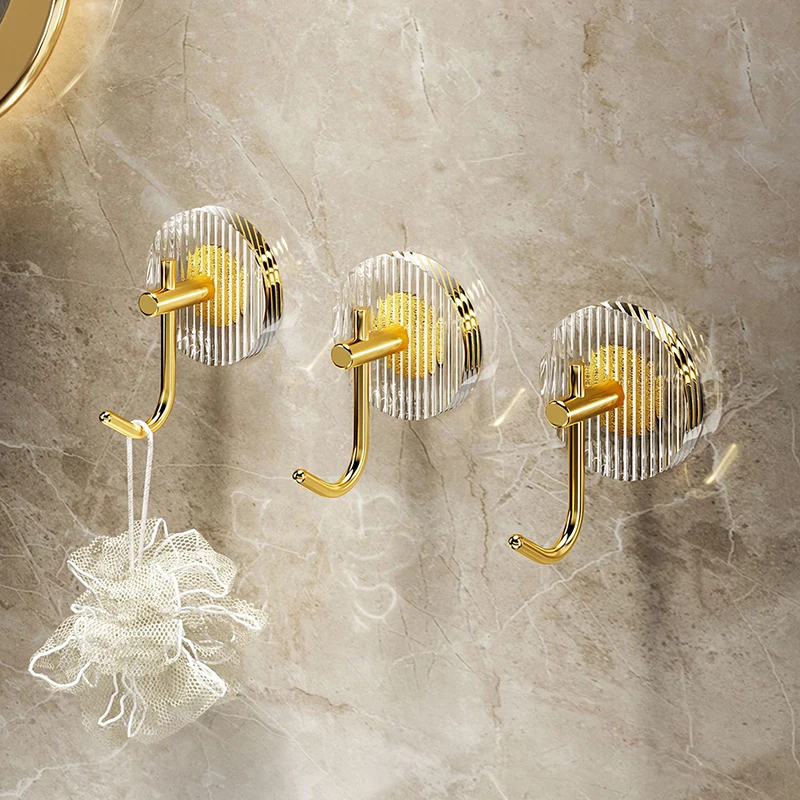 

1PC Acrylic Metal Multi-Purpose Hooks Shinny Luxury Bathroom Living Room Wall Hook Punch-free Key Towels Holder Home Accessories