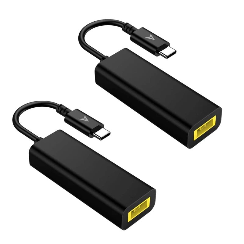 

2X USB C To Slim Tip Adapter Square 45W Convert Charger To Type C For Lenovo Thinkpad, Samsung S8/S9/Note, Surface
