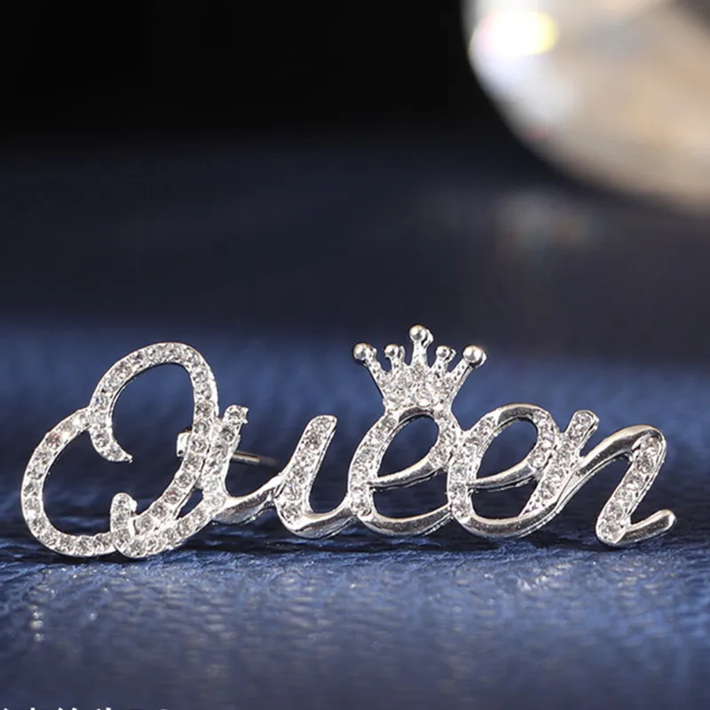

Rhinestone Queen Brooch Pin Crown Metal Lapel Collar Pin for Women Girls Coat Badge Jewelry Scarf Clothes Decor Fashion Jewelry