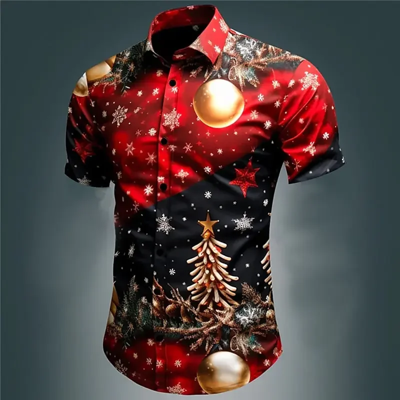 Мужские рождественские рубашки с принтом Санта-Клауса