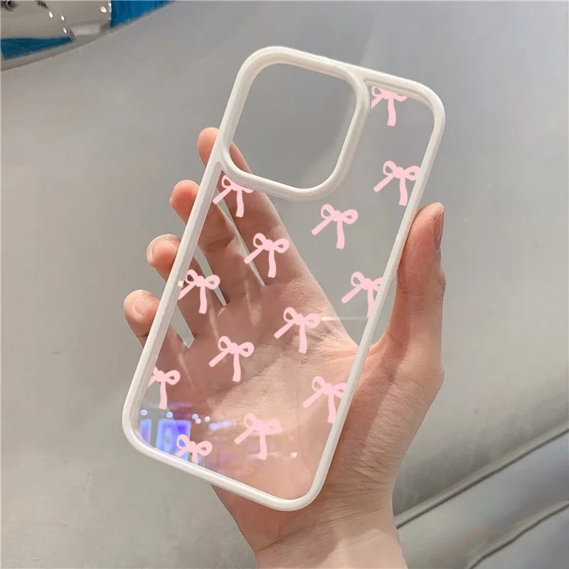 Модный чехол для телефона с красным розовым бантом iPhone 15 16 Pro Max Plus 16E 14 13 12 11 XR X XS 7 8