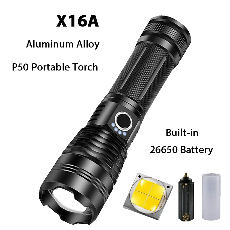 Cmaos X16A Powerful Flashlight Super Bright Aluminum Alloy Outdoor Camping Tactical Flash Light Portable Torch Type-C Recharge