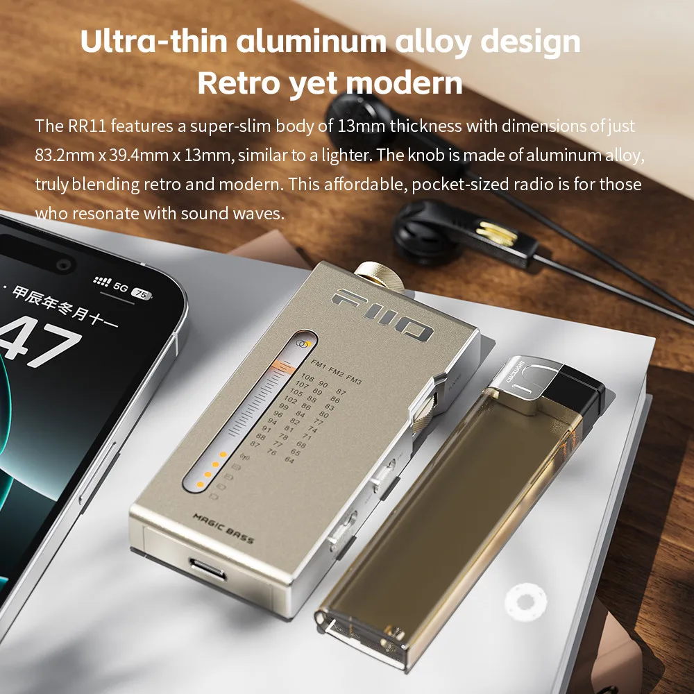Фото FiiO RR11 Портативный Hi-Fi FM стерео радиоприемник с аналоговой настройкой PVR BASS + 3D звуковые эффекты 64 МГц-108 МГц №2