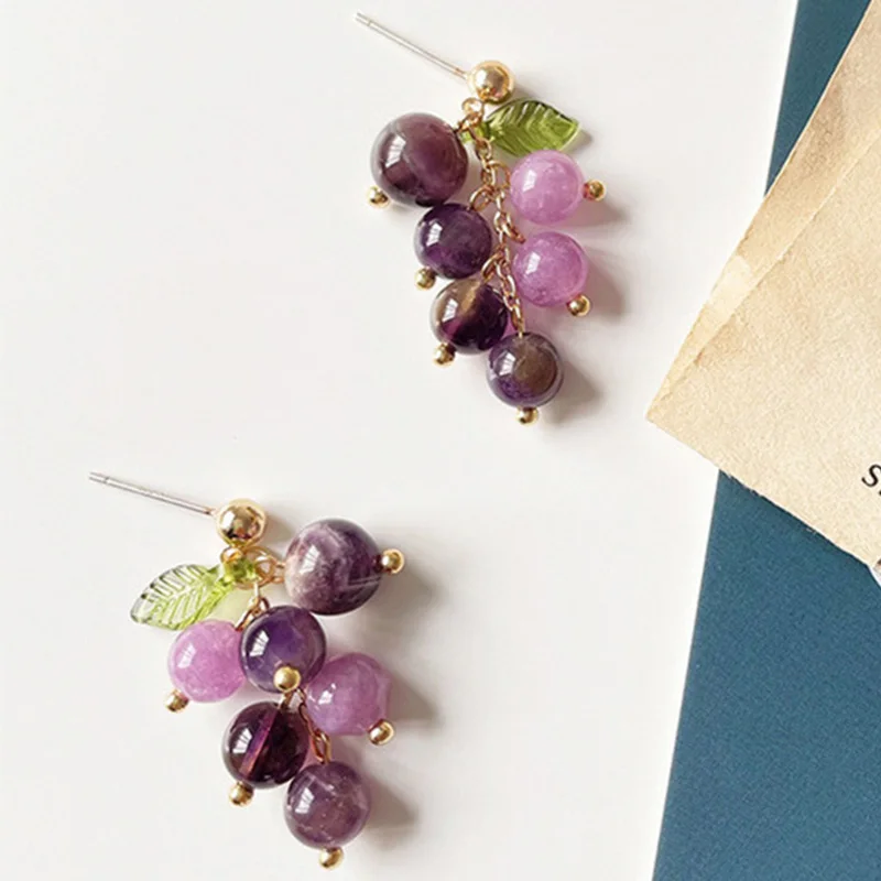 

Cute Purple Grape-Shaped Dangling Earrings Design For Pretty Girls Luxury Fashio Accessories For Women in 2022 Evening Jewellery