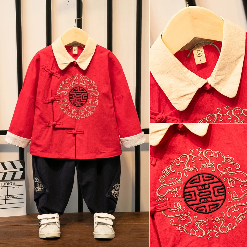 

Hanfu Boys' Chinese Style Spring and Autumn Children's Ancient Clothing Kindergarten Baby Performance Clothing Children's Cotton