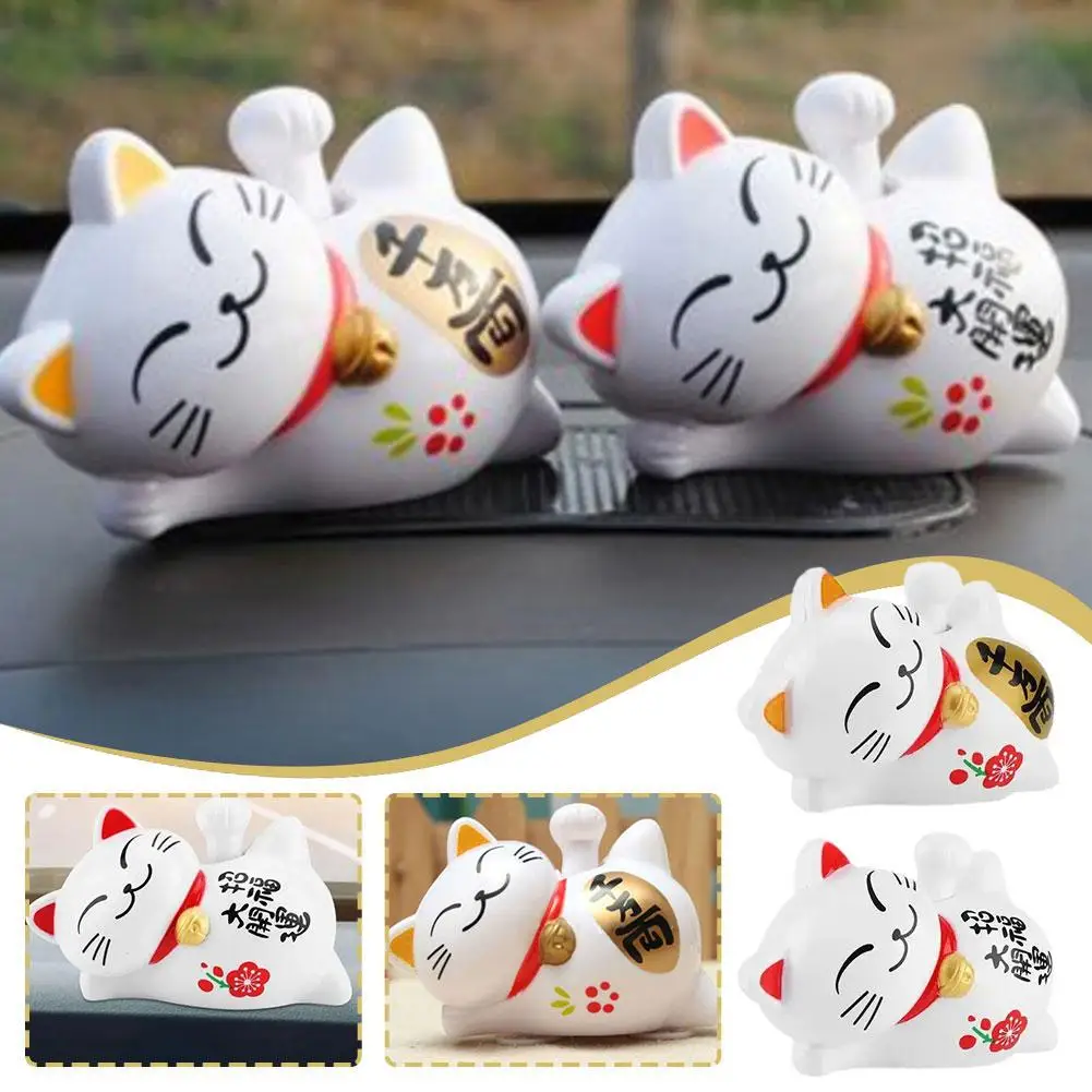 

1pc New Solar Powered Lucky Maneki Neko Waving Beckoning Fortune Car Decor Cat M8J8