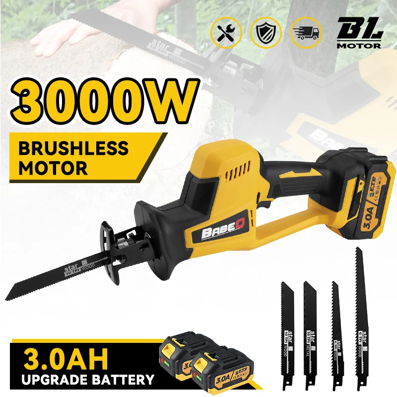 Бесщеточная режущая пила 3000 Вт электрическая сабельная с 4 лезвиями