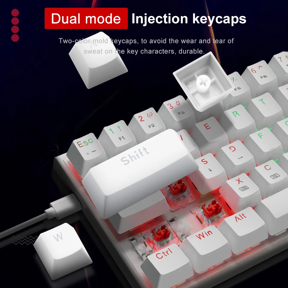 E-YOOSO Z22 RGB USB мини Механическая игровая клавиатура красный переключатель 63 клавиши