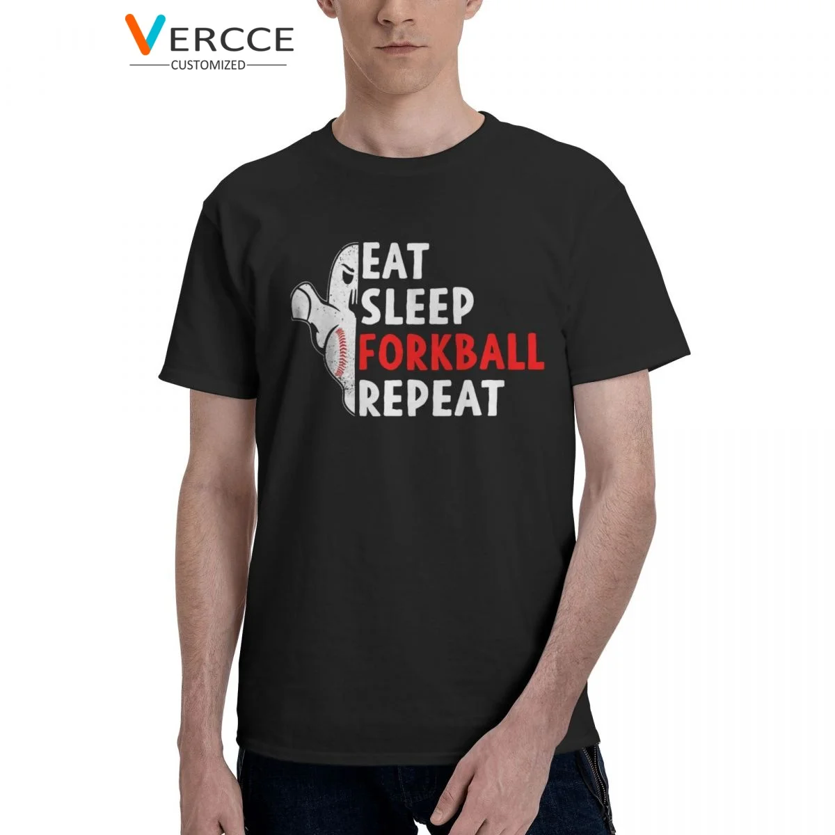 

Ghost Forkball Eat Sleep Forkball Repeat T Shirt 100% Cotton Tees O-neck Clothing Men Women T Shirts Unique Gift Idea