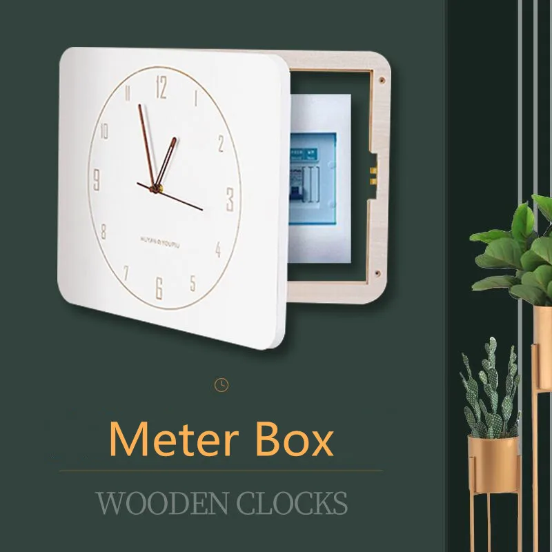 

Electric Meter Box Wall Switch Box Punch-free Meter Box Decoration Clock Style Wood Frame Cover Home Distribution Box Occlusion