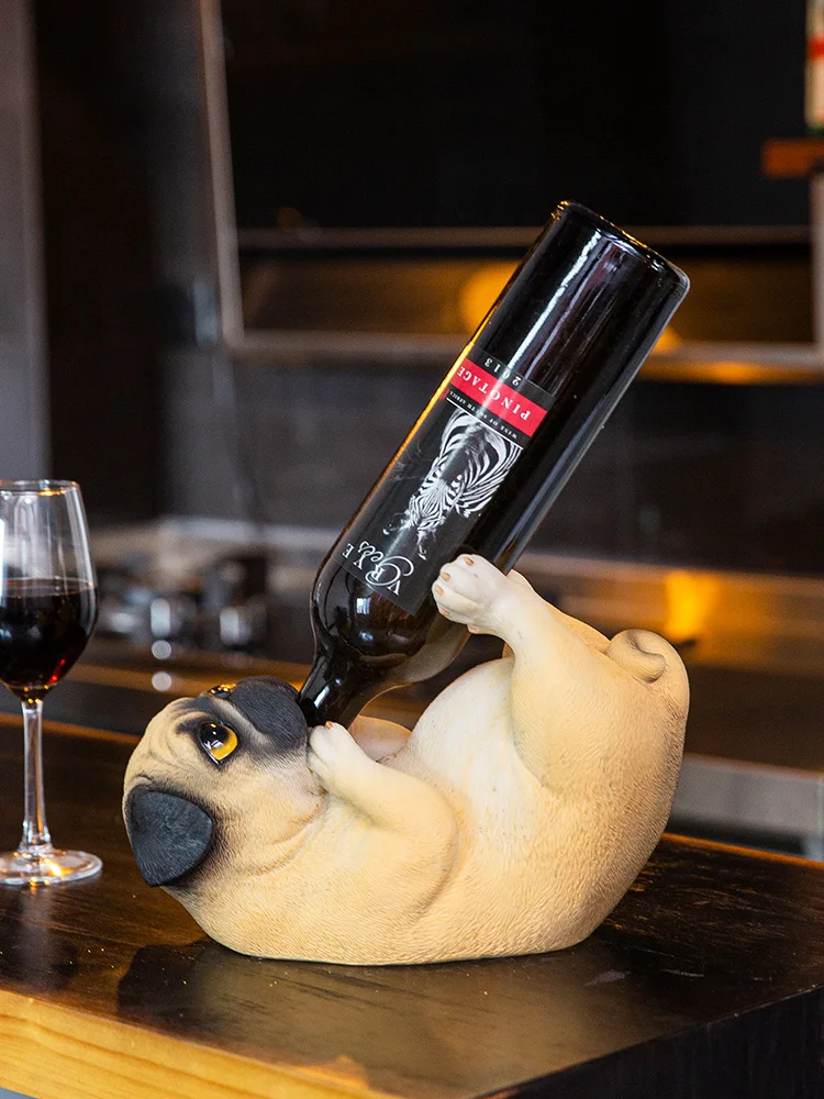 

American Creative Wine Rack Decorations Wine Cabinet Ornaments Home Living Room Cabinet Figurines Crafts Dog Bottle Racks Shelf