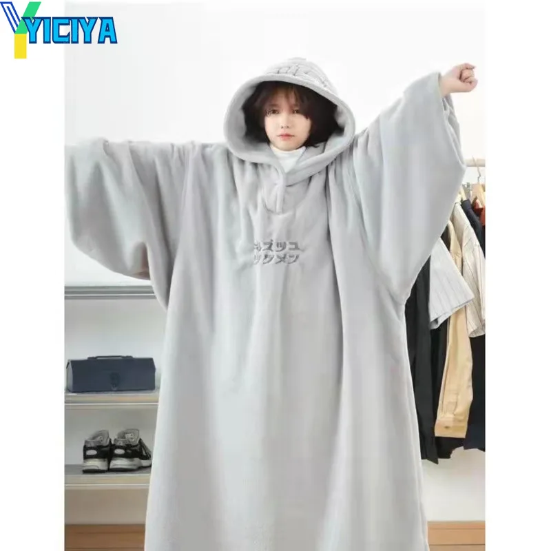 YICIYA Women Hoodies Oversized Fleece Blanket Hoodie Plush Sweatshirt Women Tops Long Sleeve TV Blanket Winter Warm Thick Hoodie