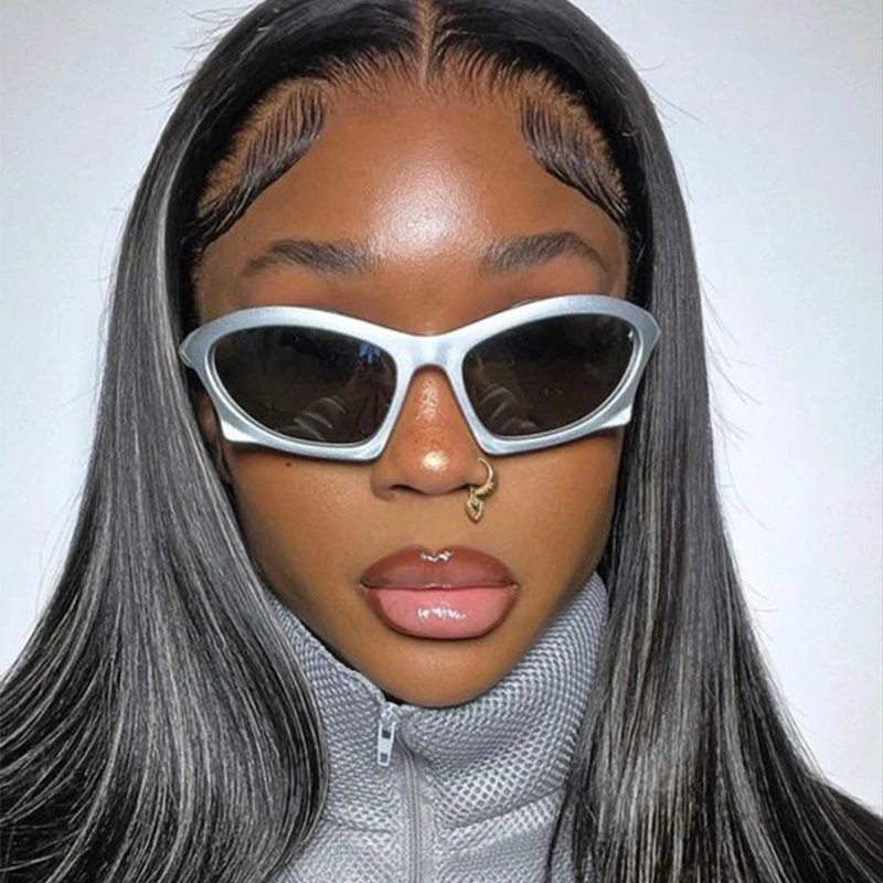 

Fashion Silver Sports Sunglasses Men Y2K Punk Street Wrap Around Goggle Men's Sunglasses Shades Mirror Colorful Fashion Eyewear