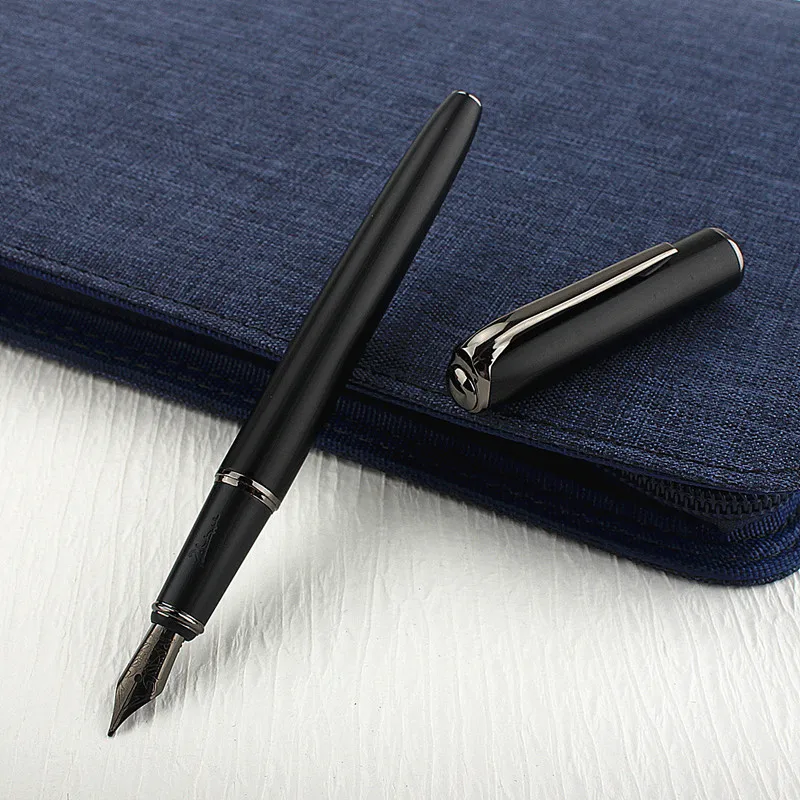 

New Picasso All Black Metal Fountain Pen Black M Nib Matte Barrel for Office Business Gift Ink Pen