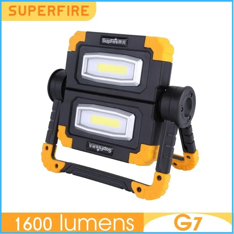 SupFire G7 1600 Lumens LED Work Light Super Bright Double Lamp Rechargeable Adjustable Angle For Outdoor Floodlight Torch Light