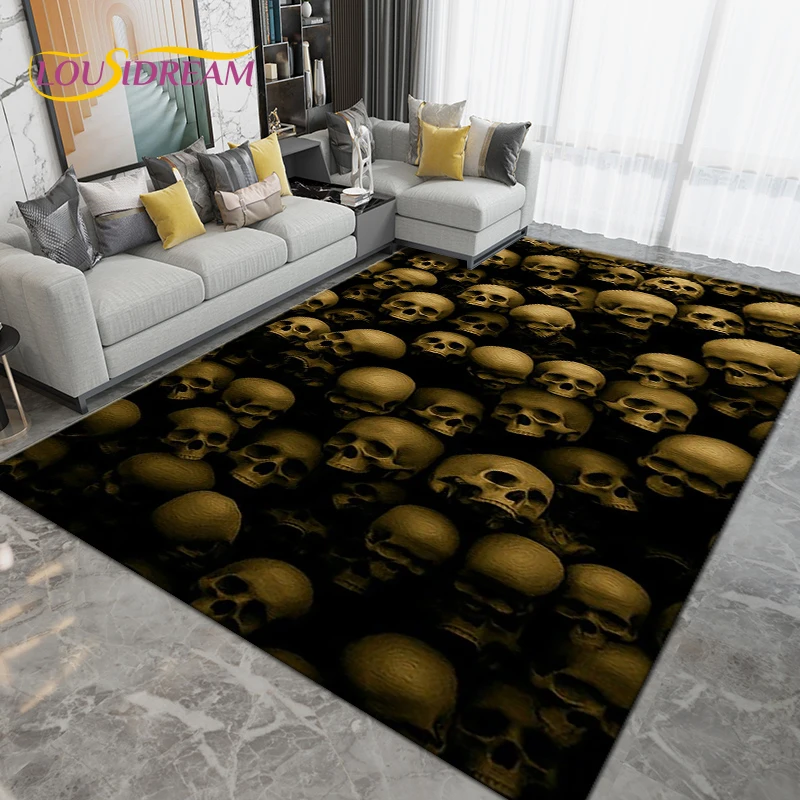 Gothic Witchcraft Skull Horror Area Rug,Carpet Rug for Living Room Bedroom Sofa,Kitchen Bathroom Doormat Non-slip Floor Mat Gift images - 6