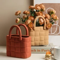 nordic morandi ceramic handbag vase home decoration accessories flower arrangement container wedding vases for table decorations