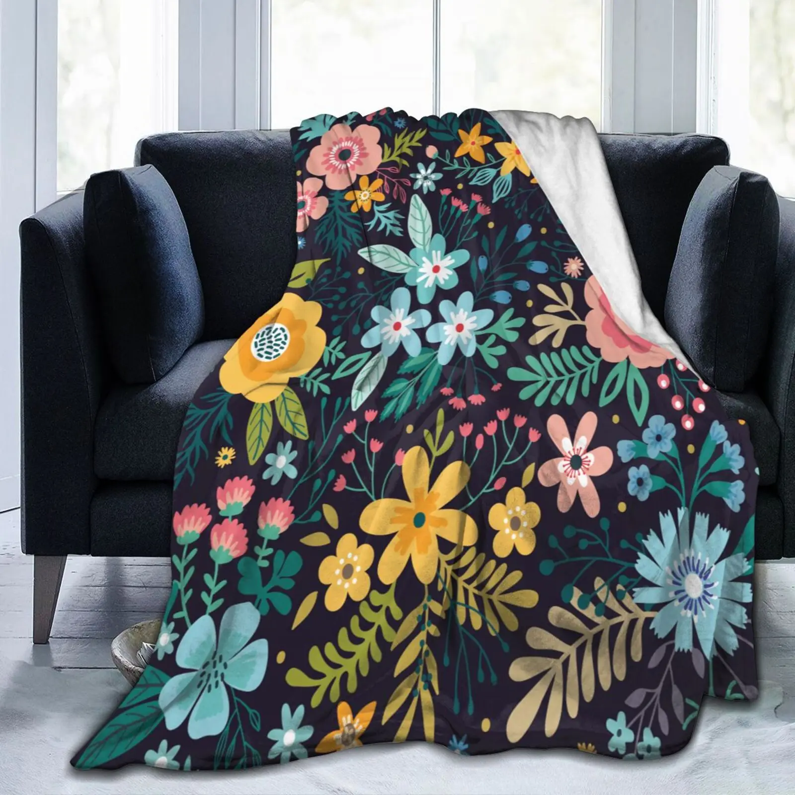 

Birthday Gift Plush Sofa Home Blanket Winter Warm Blanket Blanket Set 3D Flower Print Plush Rug Oversized Bed Blanket
