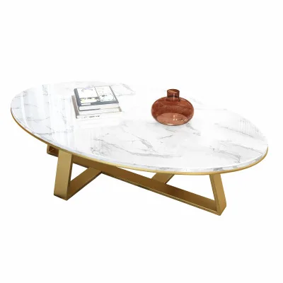 

Металлический журнальный столик с мраморной поверхностью в скандинавском стиле, длинный Овальный нежный чайный столик, индивидуальная меб...