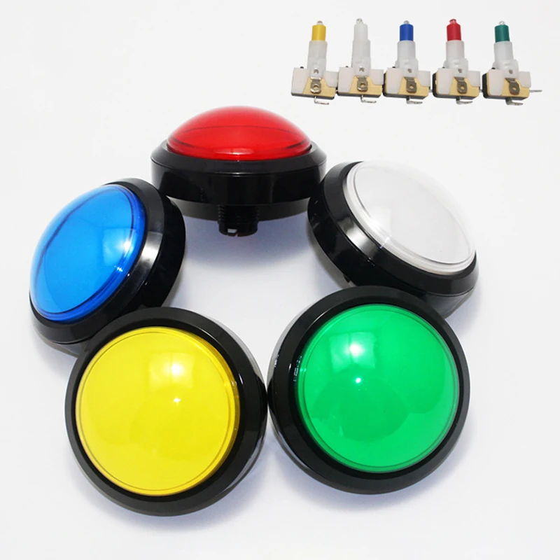 

Осветительные аркадные кнопочные кнопки питания диаметром 100 мм, кнопка питания с микропереключателем, светодиодная большая купольная кно...