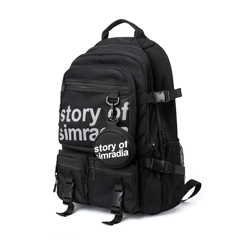 

Fashion Anti Theft Backpack Laptop Bag Multifunctional Large-capacity School Backpack Letter Printing Bag with Small Pocket