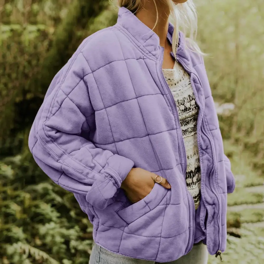 

Женское зимнее пальто с карманами, однотонное плотное пальто с воротником-стойкой и длинными рукавами, мягкий Повседневный Кардиган, осенн...