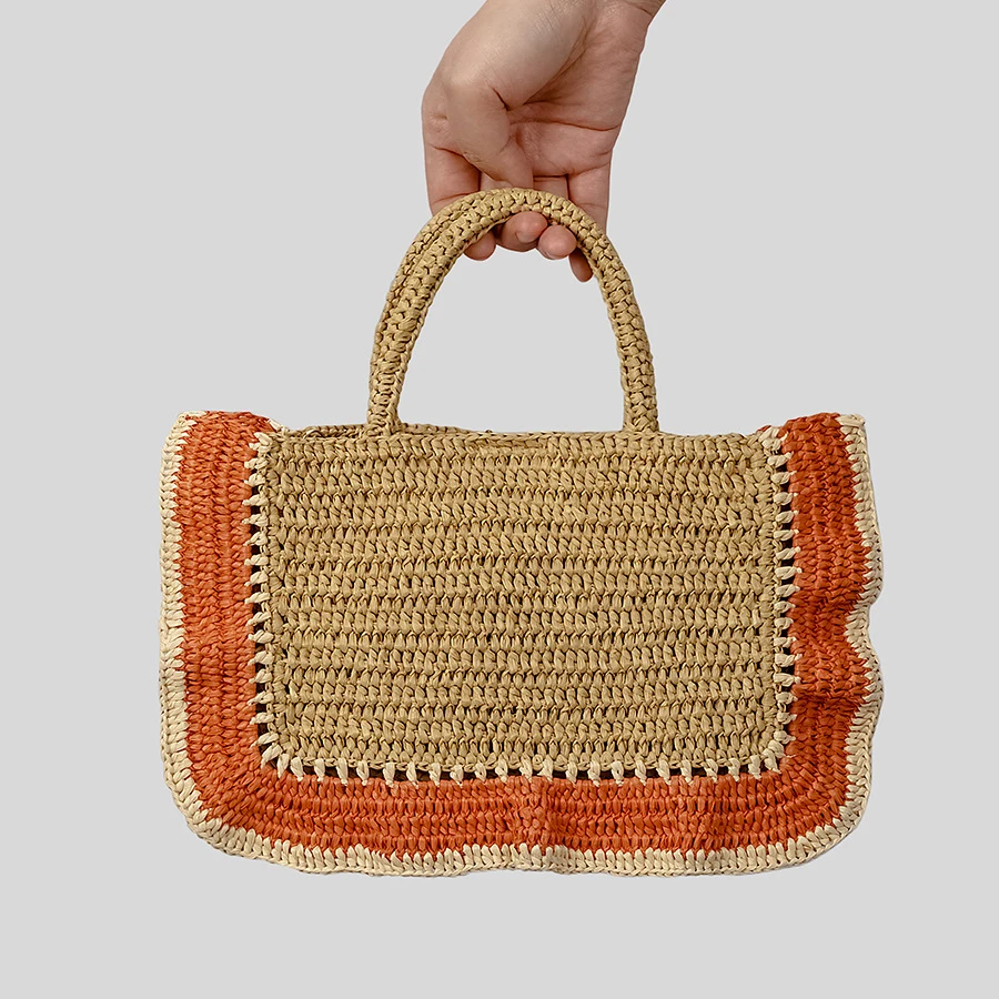Casual Panelled Ruched Straw Bag Paper Woven Women Handbags Handmade Shoulder Crossbody Bags Summer Beach Large Tote Purses 2023