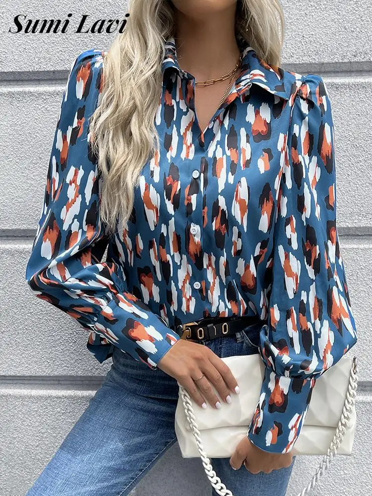 

Женский однобортный Кардиган с длинным рукавом-фонариком и графическим принтом