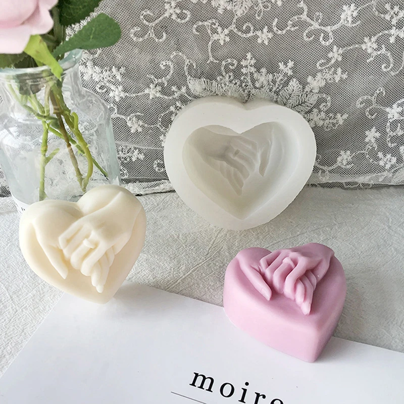 

DIY Heart-shaped Soap Mold Chocolate Mold Handmade Soap Making Mold 3d Heart-shaped Hand In Hand Handmade Silicone Soap Mold