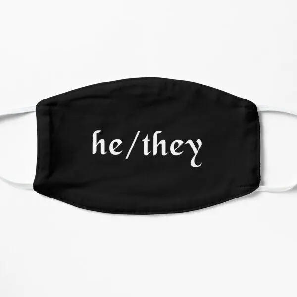 

He They In Black Chancery Font Black Printing Face Mask Health Mouth Dustproof Breath Pattern Washable Sport Haze Cosplay