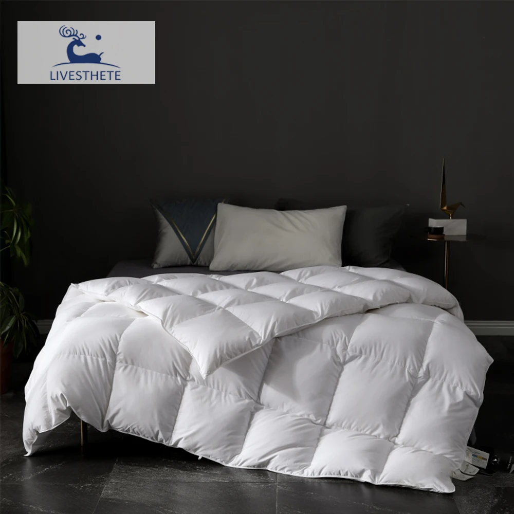 

Liv-Esthete Luxury 100% White Goose Down Comforter 3D Bread Duvet Quilt Winter All Season Soft Blanket 100% Cotton Shell For You