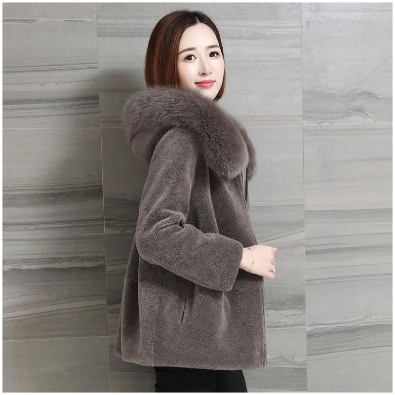 Parkas Women Outdoors Coats Jackets 2022 Winter Faux Fur Sheared Fleece Splicing Hooded Thickening Cardigan Casual Jackets Woman